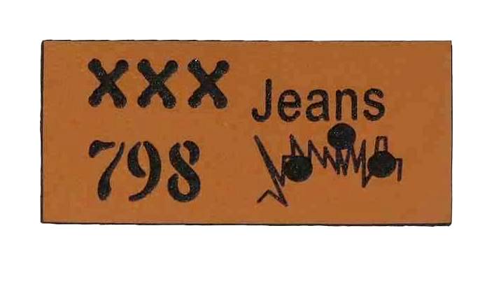 Лейбл пришивной &quot;XXX Jeans 798&quot;/ арт.167/ цв.коричневый/ размер 45х25мм/ фас.10шт